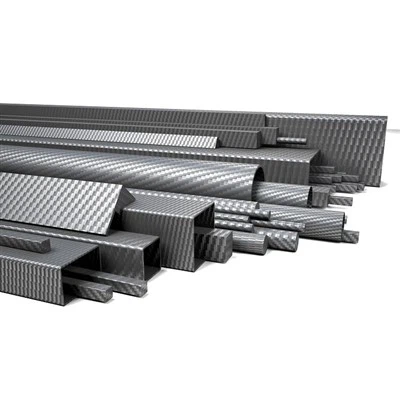 Platt rektangulärt kolfiberrör